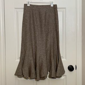 Principle linen blend brown white weave bias cut